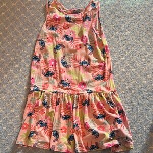 EUC Disney Stitch Pink and Blue Floral Dress Sz 7-8